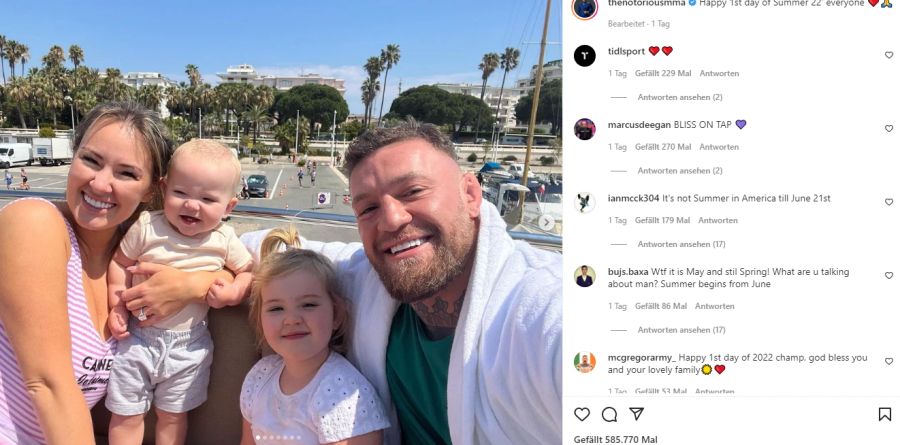 Conor McGregor geniesst Ferien in Südfrankreich mit seiner Familie.