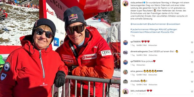 Bundesrätin Viola Amherd postet ein Bild mit Marco Odermatt auf ihrem Instagram-Kanal. Marco Odermatt
