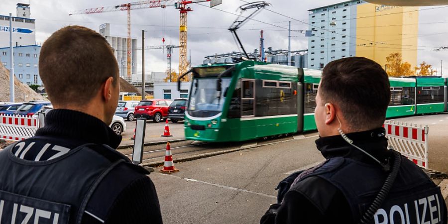 Zwei deutsche Beamte kontrollieren den Grenzübergang in Weil am Rhein-Friedlingen. (Archivbild)