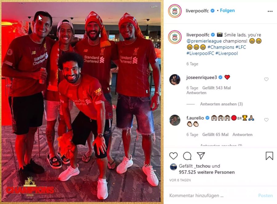 Die Spieler des FC Liverpool bei der Meisterfeier.