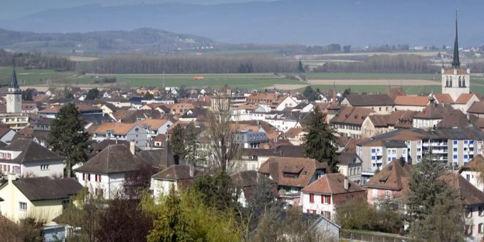 Blick auf das Städtchen Payerne. Payerne