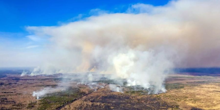 Luftbild des Brandes vom Sonntag