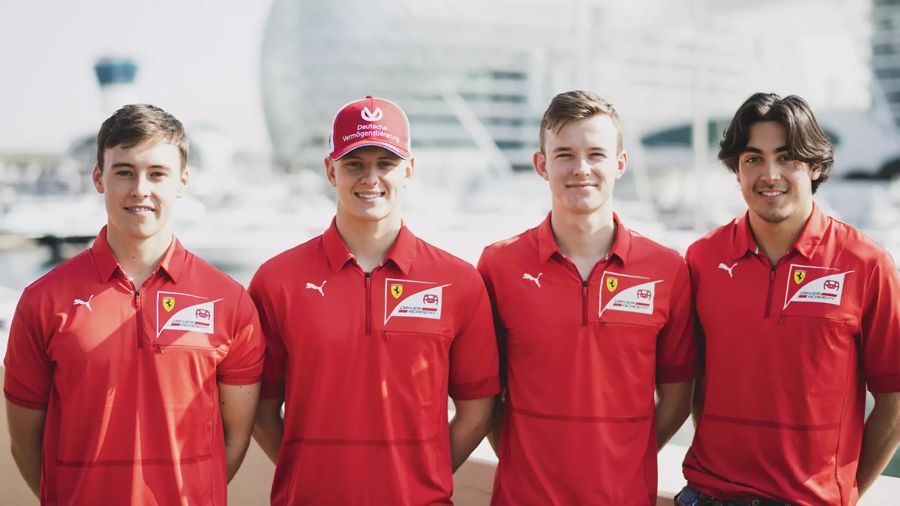 Marcus Armstrong, Mick Schumacher, Callum Ilott und Giuliano Alesi (v.l.n.r.) träumen vom Formel-1-Aufstieg mit Ferrari.