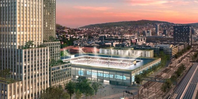 Das geplante Fussballstadion auf dem Hardturm-Areal. zürich fussballstadion