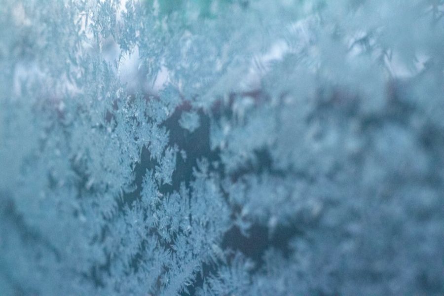 Eiskristall Fensterscheibe winter Makro