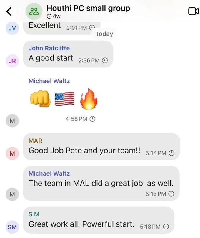 So wurden die ersten Luftschläge auf die Huthi-Miliz im Chat kommentiert. Chat-Leak