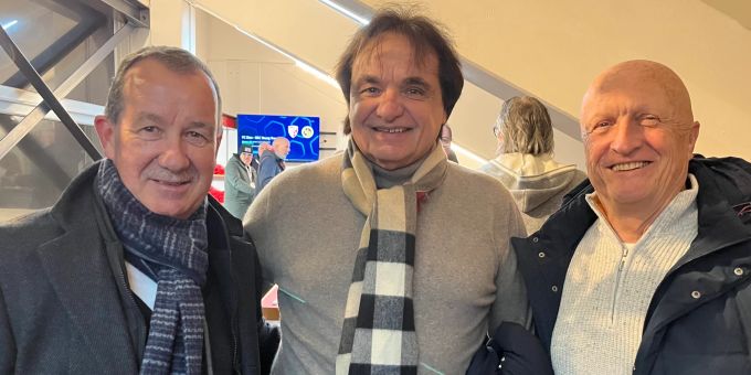Sion-Boss Christian Constantin mit den Legenden Georges Bregy (l.) und Dominique Cina. FC Sion