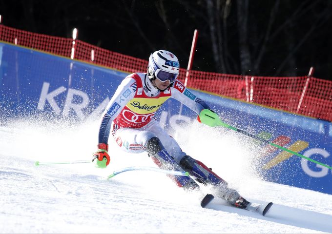 Henrik Kristoffersen im Einsatz beim Slalom von Kranjska Gora. Henrik Kristoffersen