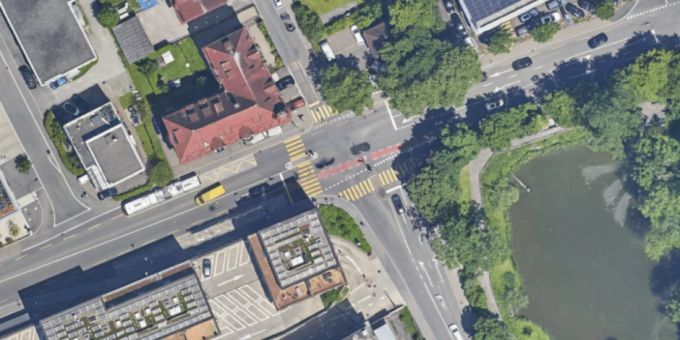 Unfallstelle Fürstenlandstrasse in St. Gallen. Unfallstelle Fürstenlandstrasse