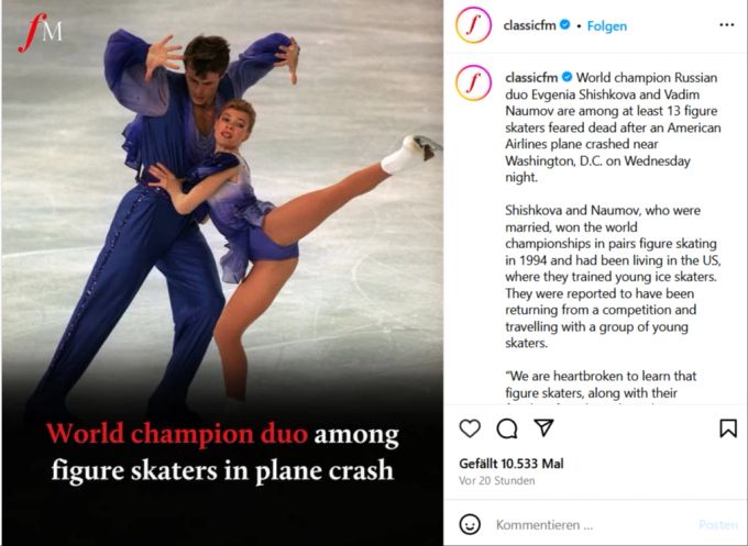 Das Weltmeister- und Ehepaar zählt zu den Opfern vom Flugzeugabsturz. flugzeugabsturz