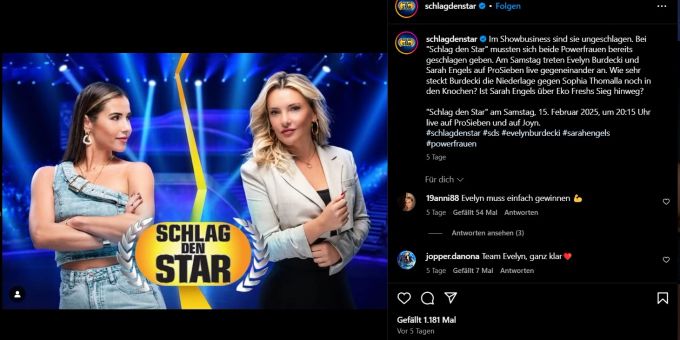 Sarah Engels vs. Evelyn Burdecki lautete diesmal das Duell bei «Schlag den Star». Schlag den Star