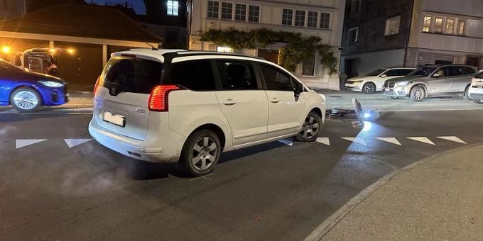 Kollision zwischen Auto und E-Bike in Heiden. Kollision in Heiden.