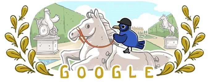 Google ehrt die Olympischen Reitspiele mit einem Doodle. Google Doodle Olympia Reiten
