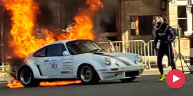 Porsche in Flammen! - Feuer-Schock für Le-Mans-Sieger Scherer in Arosa