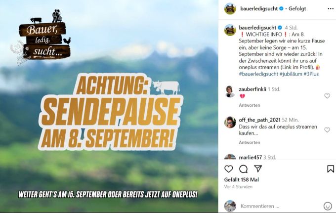 Sendepause: Die neue Folge von «Bauer, ledig, sucht ...» ist erst am 15. September zu sehen. bauer ledig sucht