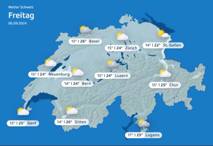 So wird das Wetter laut Prognose am Freitag. Wetter