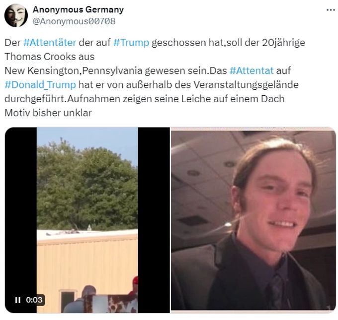 Ein Video zeigt den Attentäter auf einem Dach. Anschlag