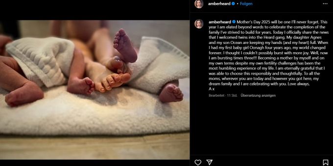 Schauspielerin Amber Heard hat Zwillinge bekommen. amber heard zwillinge