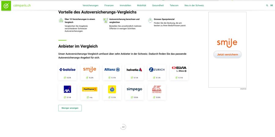 Website compares.ch