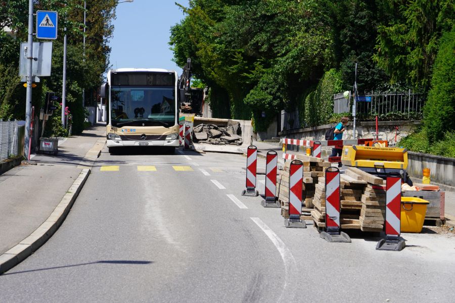 «Auf der Höhe der ersten, rechten Seitenscheibe kippte die provisorische Ampel vom Gehsteig gegen den Bus», sagt Béla Kalman. Er ist Betriebsleiter des Autobusbetriebs H. Baumgartner AG Züri