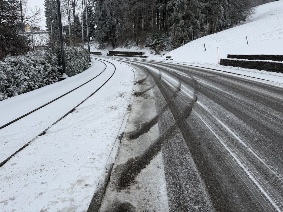 Das Auto war auf der schneebedeckten Fahrbahn ins Schleudern gekommen.