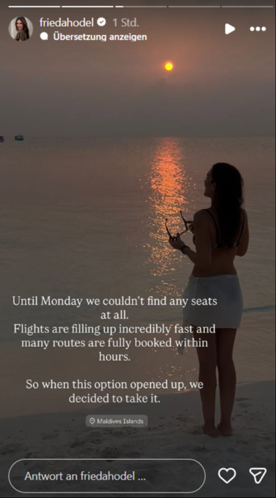 Die Ex-Bachelorette und ihre Familie stecken seit über drei Wochen auf den Malediven fest.