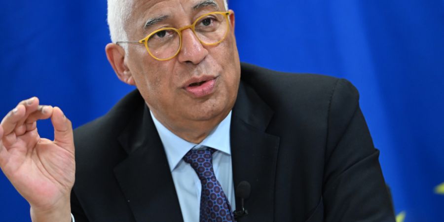 PRODUKTION - António Costa, Präsident des Europäischen Rates, nimmt an einem Gespräch mit Journalistinnen und Journalisten des European Newsroom (enr) teil. Foto: Markus Lenhardt/dp...