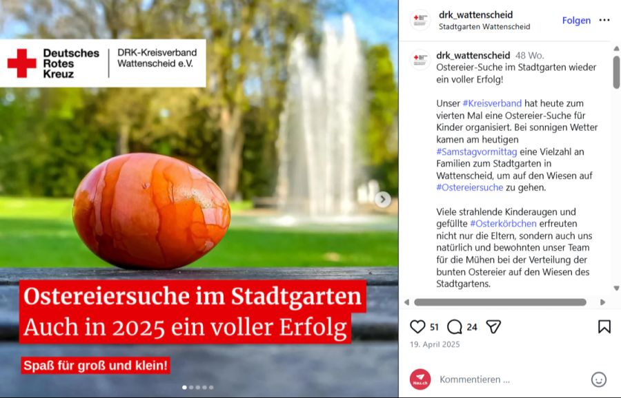 Letztes Jahr freute sich das DRK Wattenscheid über eine erfolgreiche Ostereiersuche.