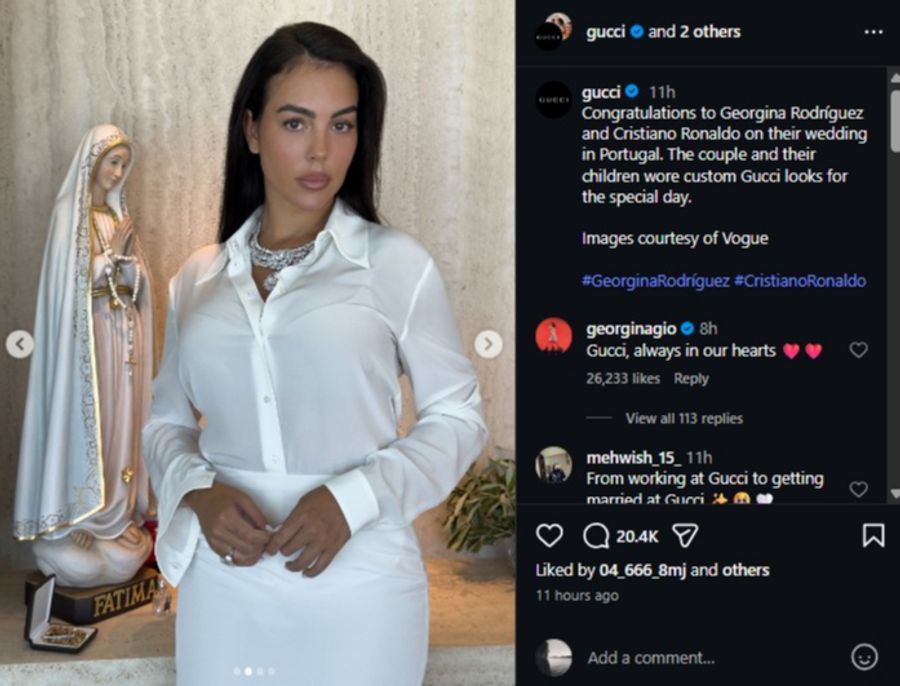 Georgina heiratete in Weiss.