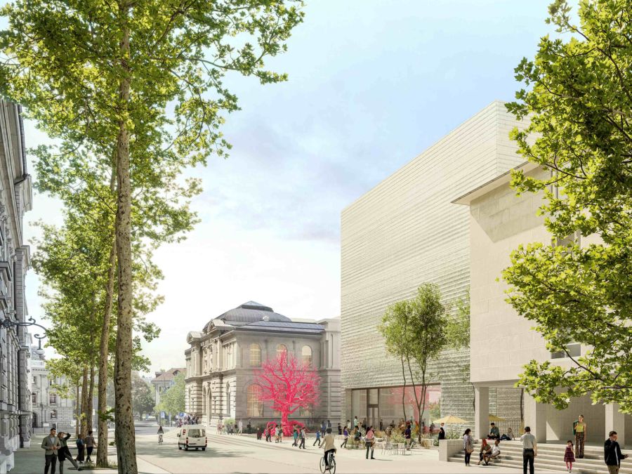 Blick vom Waisenhausplatz, beziehungsweise Blick von der Genfergasse. Visualisierung: Studio Blomen.
