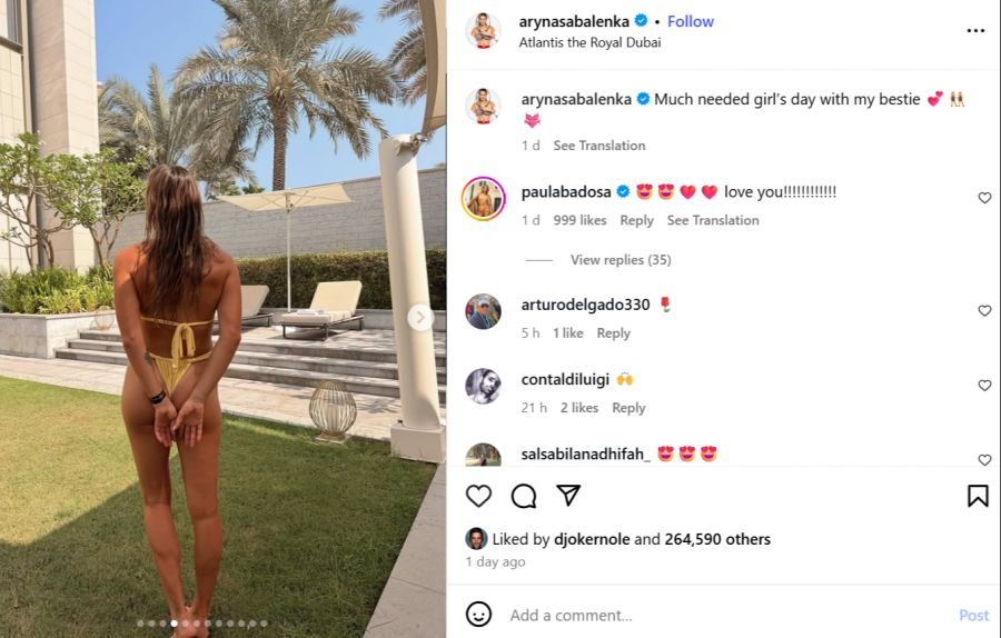 Die Weissrussin teilt Bilder von ihrem «Mädchentag» in Dubai.