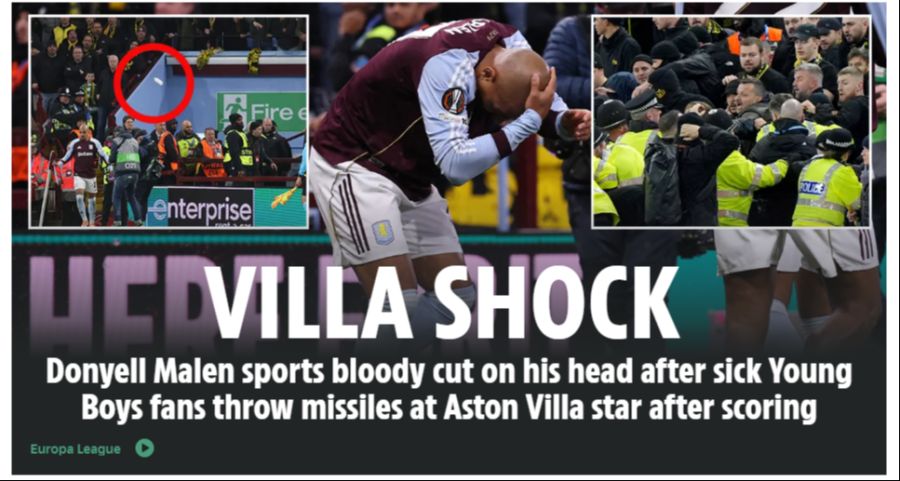 The Sun schreibt von einem «Wurfgeschoss».