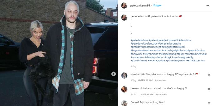 Ein Foto von Kim Kardashian und ihrem Freund, gepostet von einem Pete-Davidson-Fanaccount kim kardashian