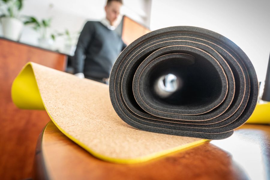 Yogamatte Kautschuk grau orange