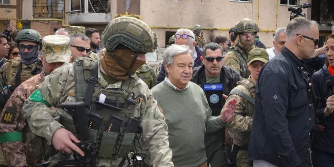 Antonio Guterres zu Besuch in Irpin. Ukraine-Krieg