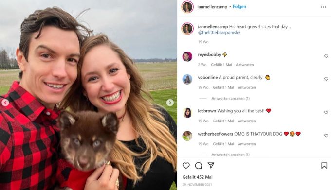 Jazmin Grace Grimaldi mit ihrem Partner Ian Mellencamp und Hündchen Frankie. insta