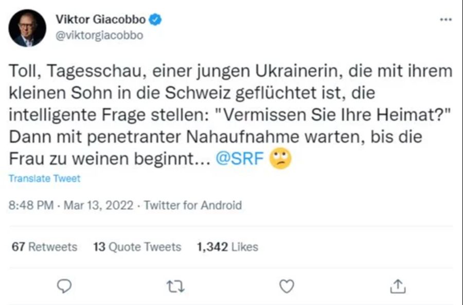 Der Satiriker Viktor Giacobbo kritisiert SRF.