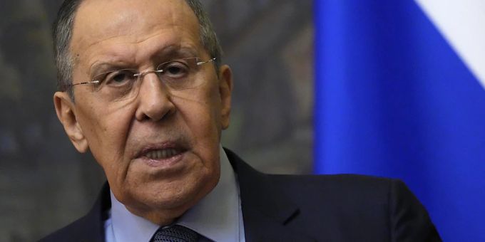 Sergej Lawrow, Aussenminister von Russland, spricht während einer Pressekonferenz. Ukraine Krieg