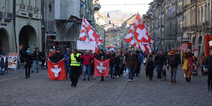 Heute Samstag folgten nur ein paar hundert Personen den Demo-Aufruf in Bern. bern demo 29.1.22