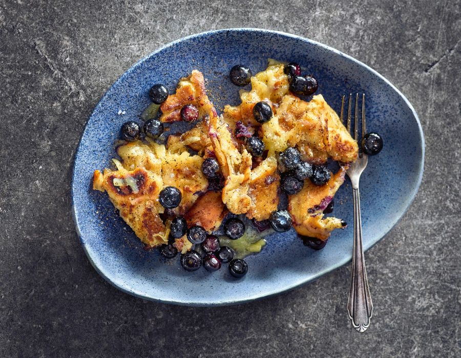 Kaiserschmarrn Blaubeeren Gabel