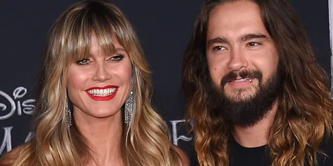 Heidi Klum und Ehemann Tom Kaulitz feiern mit Luftballons und Rosenblättern. Heidi Klum
