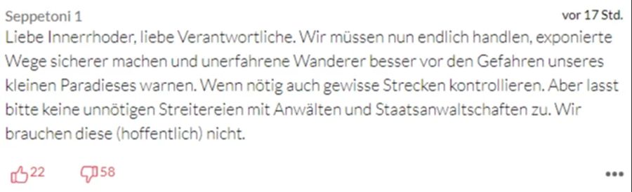 Ein Innerrhoder wiederum fordert weitergehende Massnahmen.