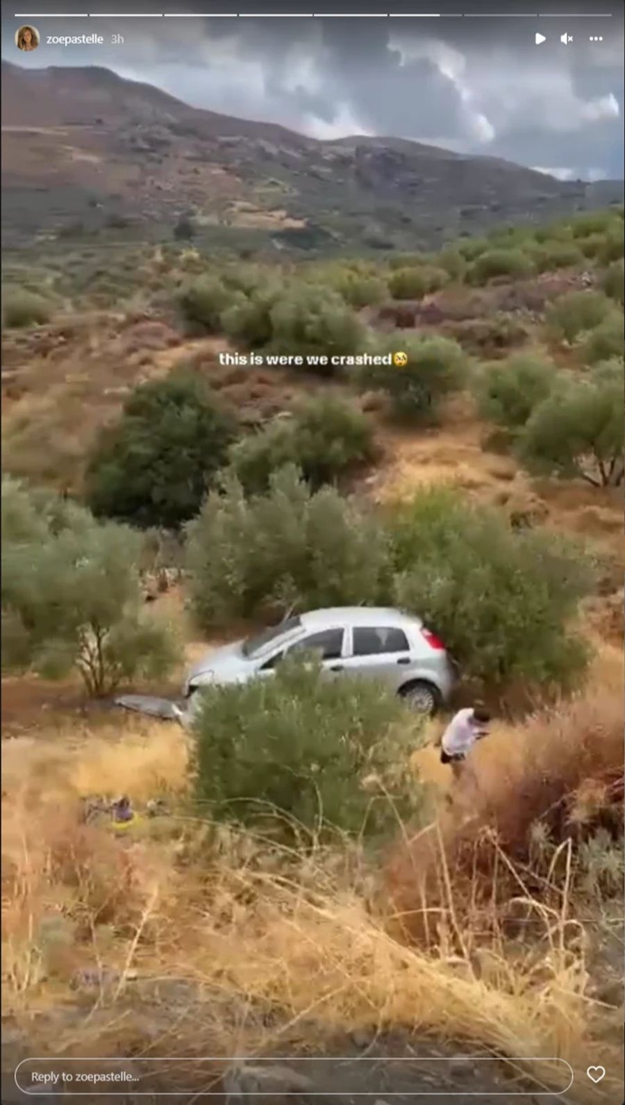 Zoe Pastelle fuhr mit dem Auto beim Unfall auf Kreta einen Abhang hinunter.