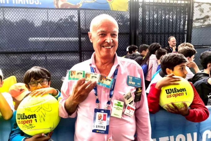 Tennis-Journalist Ubeldo Scanagatta an den US Open. Ubeldo Scanagatta