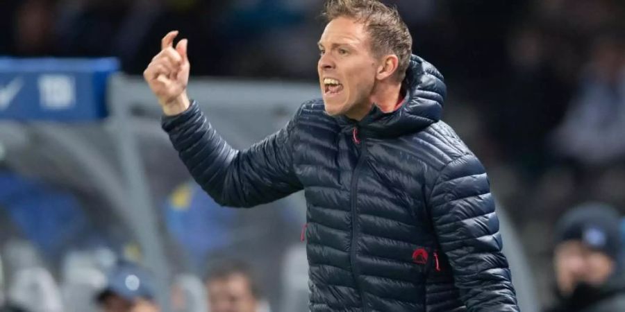 Trainer Julian Nagelsmann weisst auf die Macht der Fussballprofis hin. Foto: Soeren Stache/dpa-Zentralbild/dpa