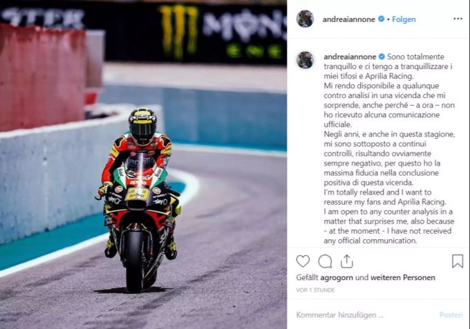 MotoGP: Positiver Doping-Test Bei Aprilia-Star Andrea Iannone