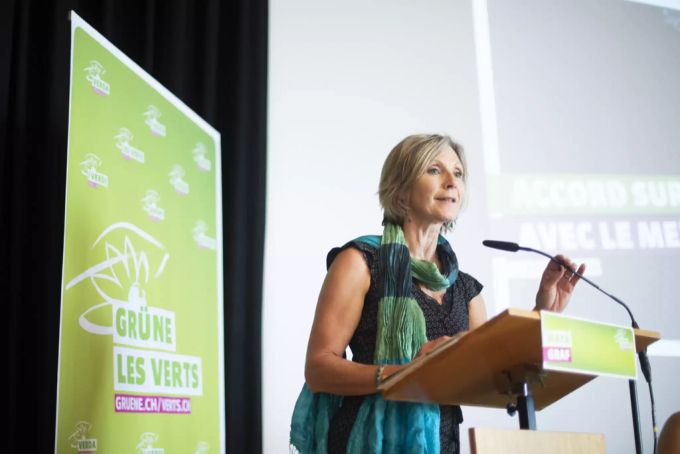 Maya Graf an der Delegiertenversammlung der Grünen. Sie wurde im Kanton Basel-Landschaft in den Ständerat gewählt. Maya Graf