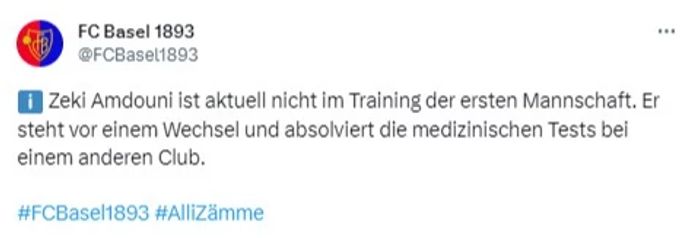 Zeki Amdouni absolviert gemäss dem FCB gerade medizinische Checks. FC Basel