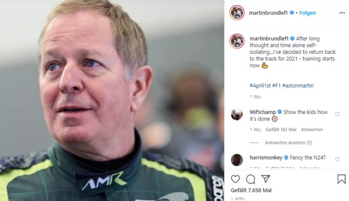 Martin Brundle kündigt als April-Scherz sein Comeback auf Instagram an. Ferrari Brundle