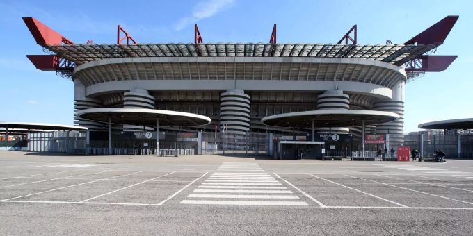 Das Stadion Giuseppe Meazza von aussen. Giuseppe Meazza Inter Coronavirus